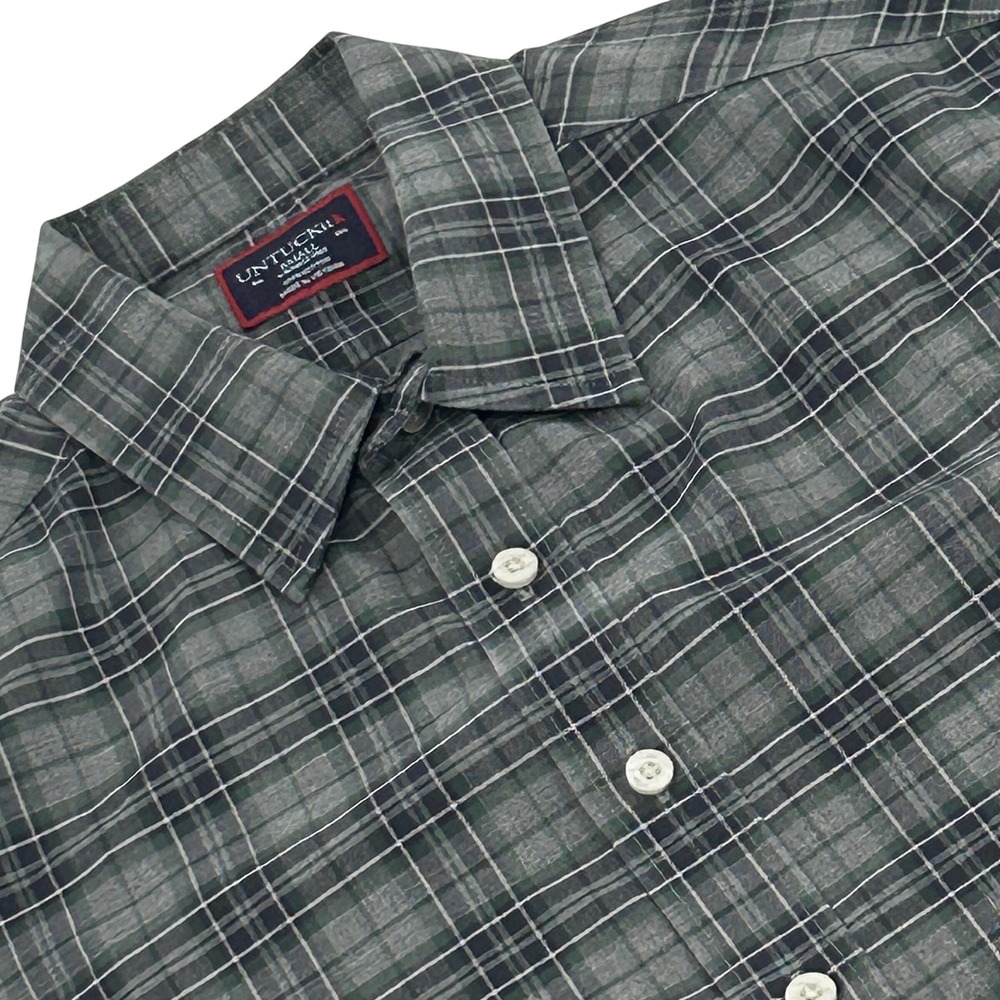 UNTUCKit Devitt WF Button Up Shirt Mens Small Gray Plaid Wrinkle Free Cotton